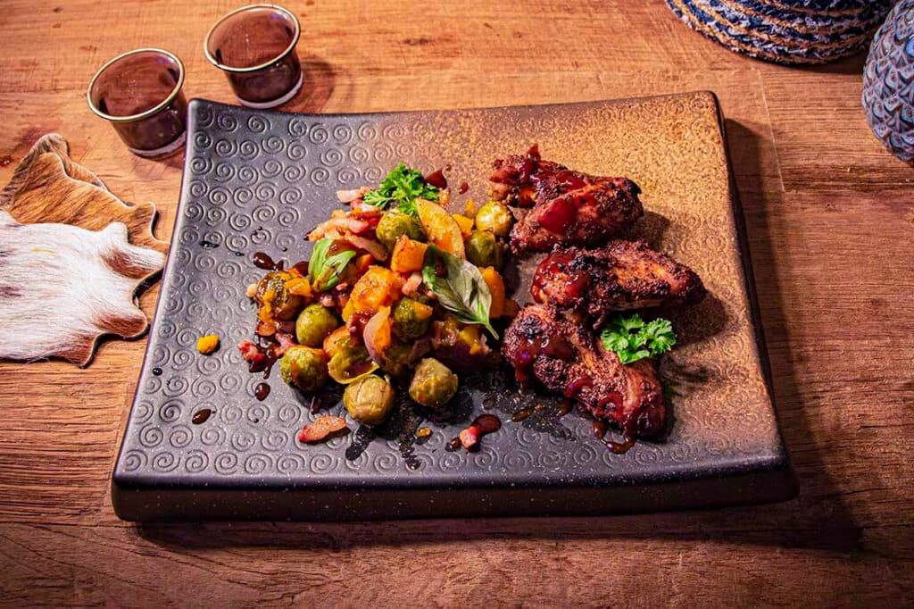Herfst Groenteschotel met Jerk Chickenwings
