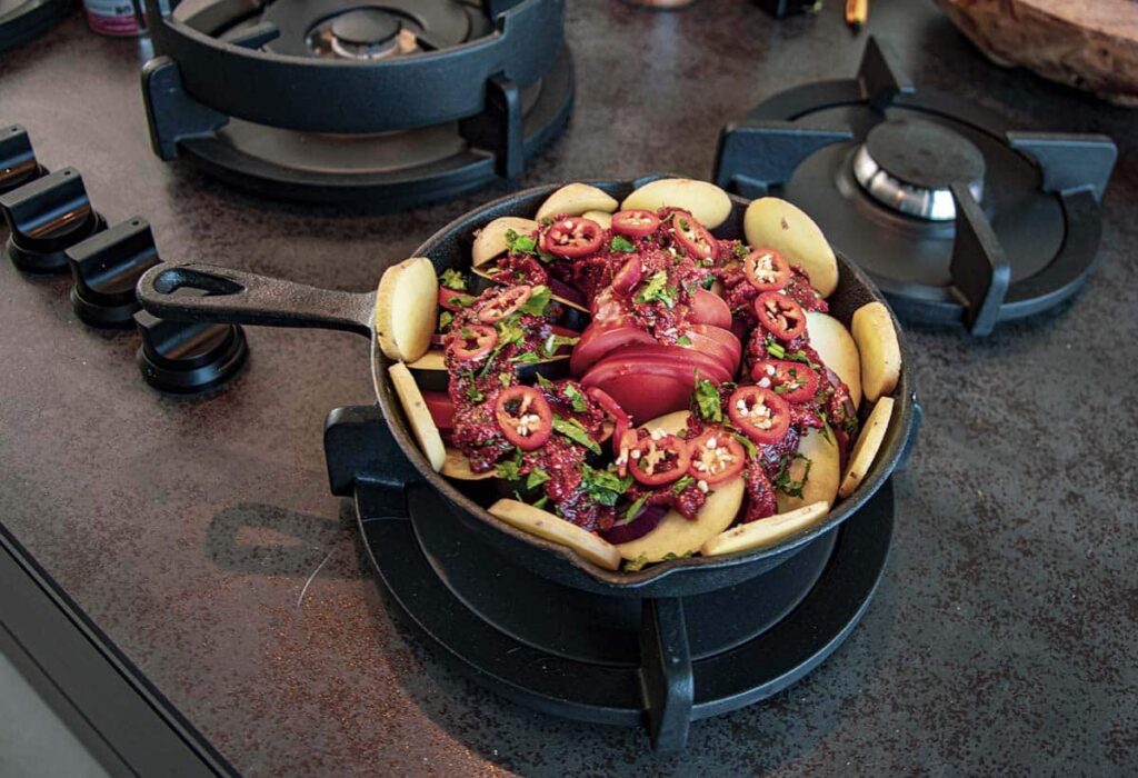 LamsKebab met Marokkaanse stoofgroenten. KebaBBQ! 2 marokkaanse groenten stoof